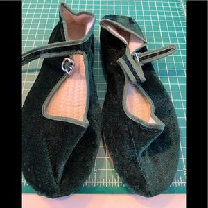 Green velvet Mary Jane style flats